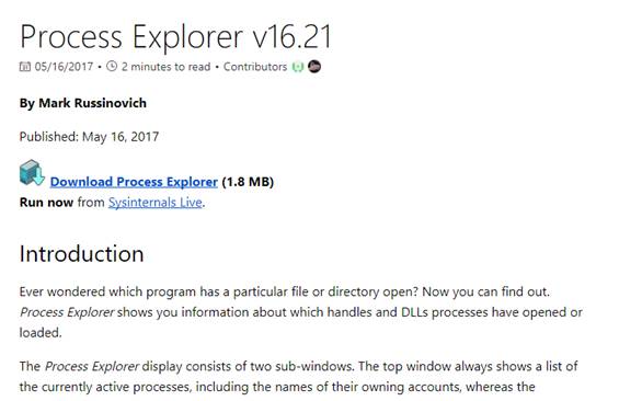 download process explorer