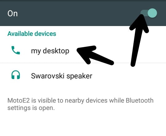 Turn on bluetooth on your android device