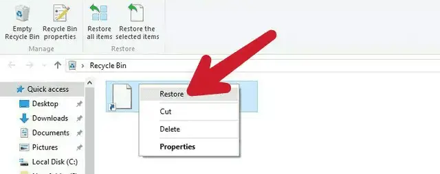 restore the files if it's there