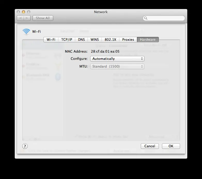 mac address on Apple Mac