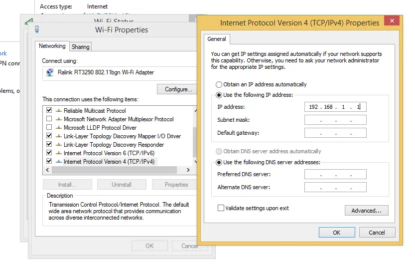 Setup IP address